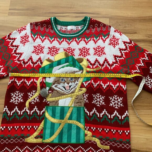 Holiday Time Christmas Sweater Size XL Cat Design Multicolor Long Sleeve - Picture 4 of 8